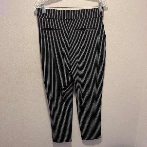 Hilary Radley Pull On Pants Size Medium Pin Striped Black/White Stretch Workwear - Picture 2 of 5